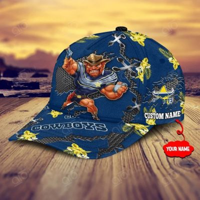 NRL North Queensland Cowboys Custom Name Mascot Shooting Classic Cap V3