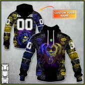 Nrl North Queensland Cowboys Custom Name Number Rose Dragon Pullover Hoodie Front Back.jpg - demo10