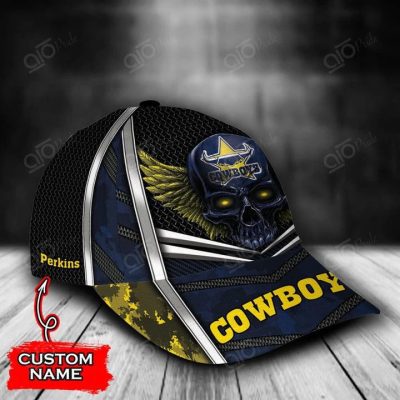 NRL North Queensland Cowboys Custom Name Skull Classic Cap
