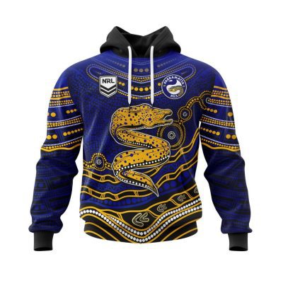 NRL Parramatta Eels Custom Name Number Indigenous Mascot Pullover Hoodie
