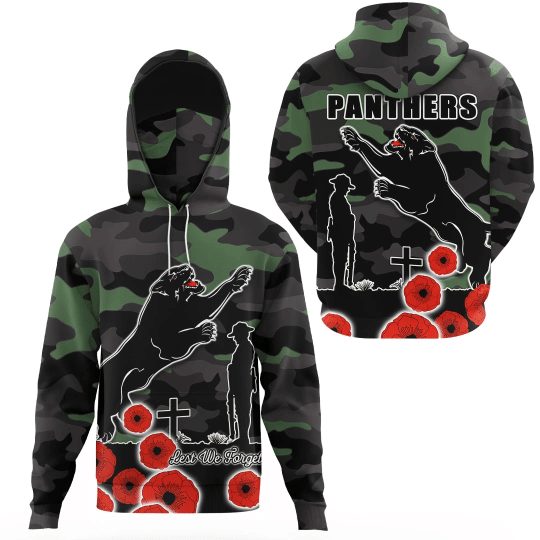 NRL Penrith Panthers ANZAC Day Camo Pullover Hoodie NRL Penrith Panthers ANZAC Day Camo Pullover Hoodie