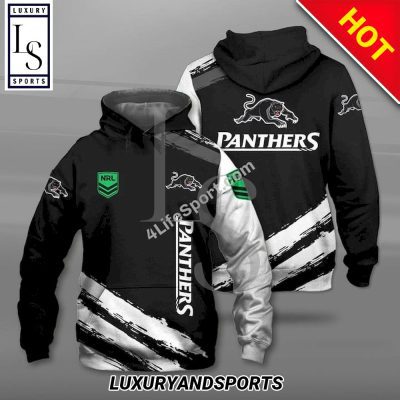 NRL Penrith Panthers Black White Pullover Hoodie V13