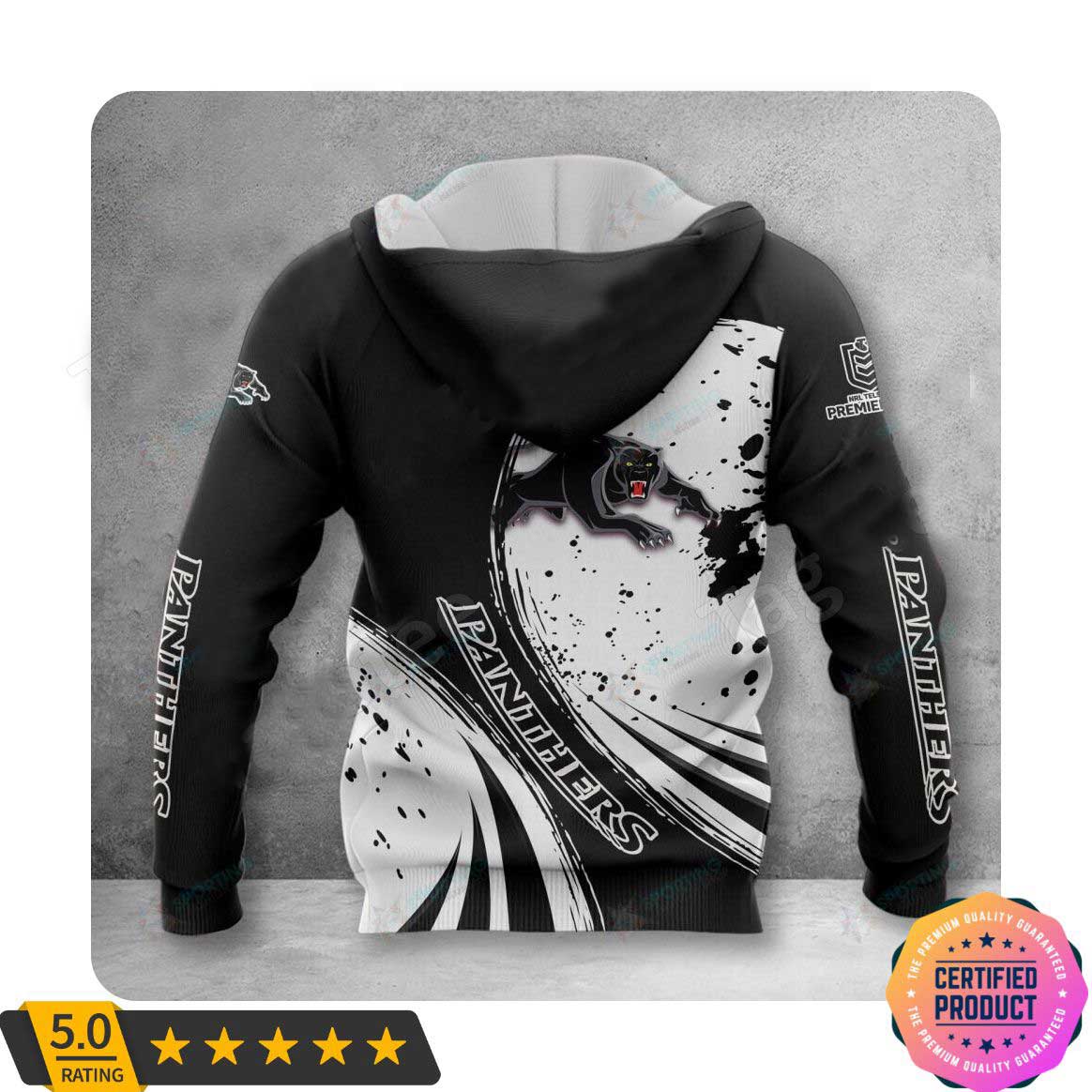 NRL Penrith Panthers Black White Logo Pullover Hoodie NRL Penrith Panthers Black White Logo Pullover Hoodie