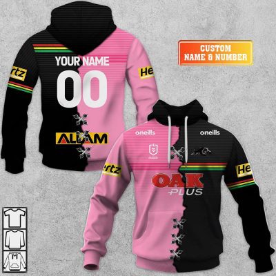NRL Penrith Panthers Custom Name Number 2023 Mix Jersey V2 Pullover Hoodie