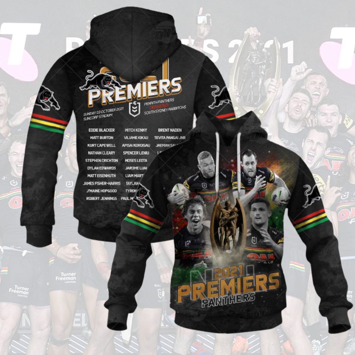 NRL Penrith Panthers Premiers 2021 Pullover Hoodie NRL Penrith Panthers Premiers 2021 Pullover Hoodie