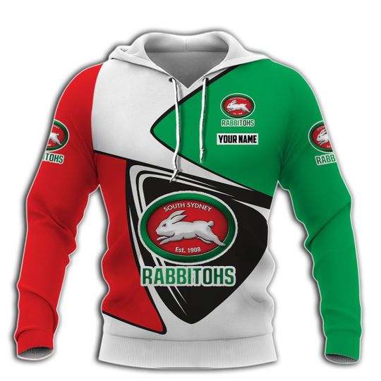 NRL South Sydney Rabbitohs Custom Name Red Green Pullover Hoodie NRL South Sydney Rabbitohs Custom Name Red Green Pullover Hoodie