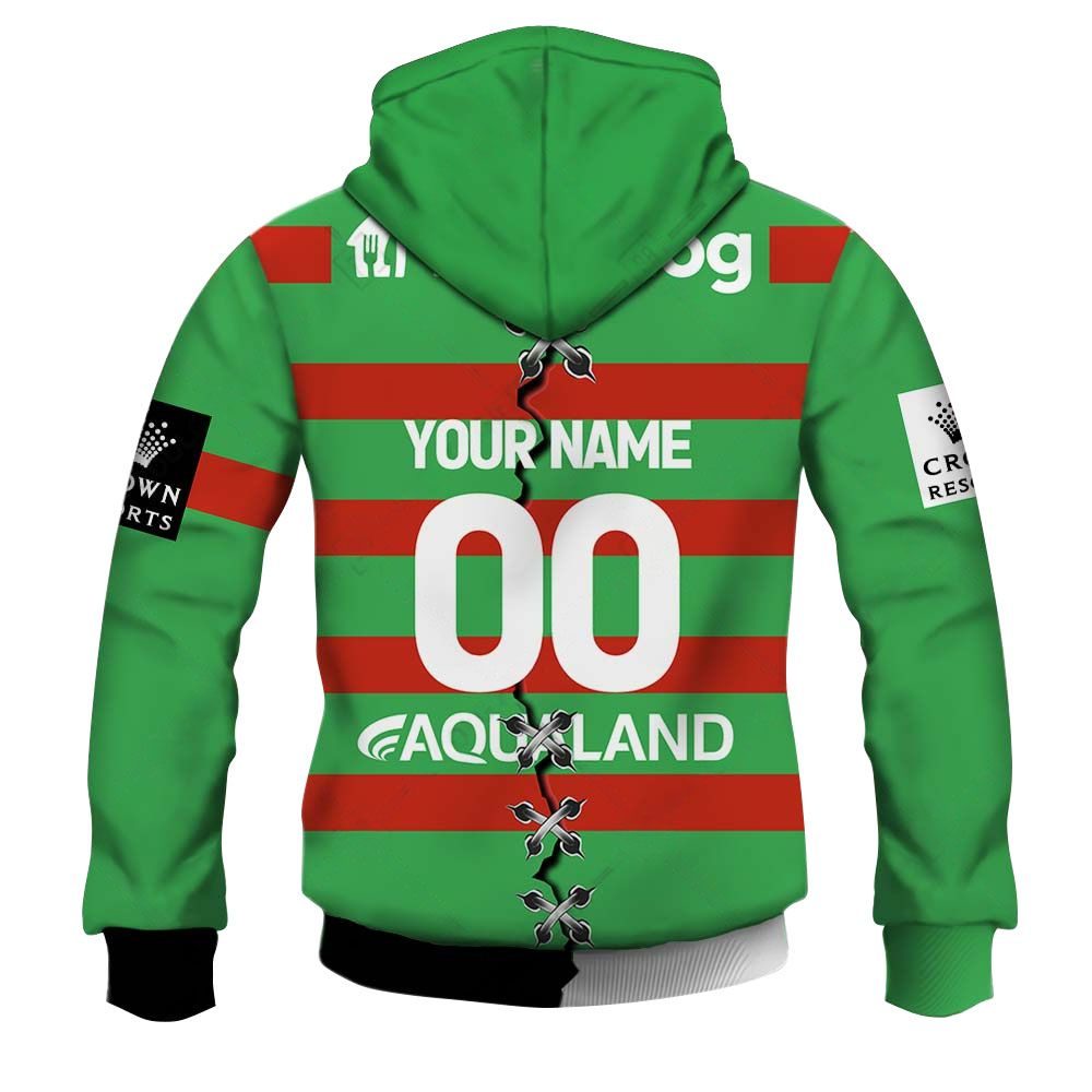 NRL South Sydney Rabbitohs Custom Name Number 2023 Mix Jersey V2 Pullover Hoodie NRL South Sydney Rabbitohs Custom Name Number 2023 Mix Jersey V2 Pullover Hoodie