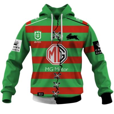 NRL South Sydney Rabbitohs Custom Name Number 2023 Mix Jersey V2 Pullover Hoodie