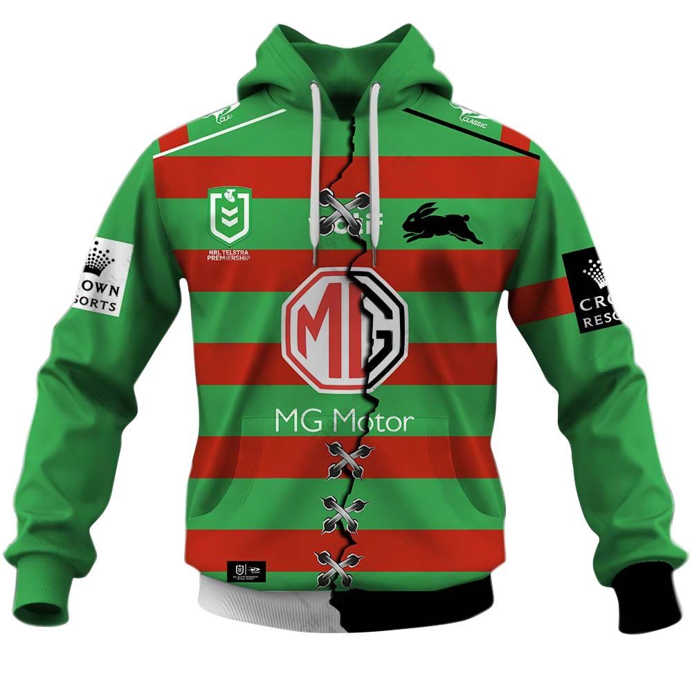 NRL South Sydney Rabbitohs Custom Name Number 2023 Mix Jersey V2 Pullover Hoodie NRL South Sydney Rabbitohs Custom Name Number 2023 Mix Jersey V2 Pullover Hoodie