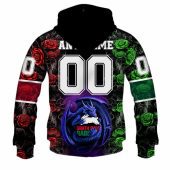 Nrl South Sydney Rabbitohs Custom Name Number Rose Dragon Pullover Hoodie Back.jpg - demo10