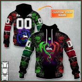 Nrl South Sydney Rabbitohs Custom Name Number Rose Dragon Pullover Hoodie Front Back.jpg - demo10