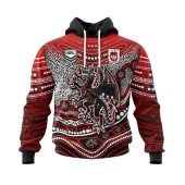 Nrl St. George Illawarra Dragons Custom Name Number Indigenous Mascot Pullover Hoodie Front.jpg - demo10