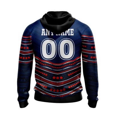NRL Sydney Roosters Custom Name Number Indigenous Mascot Pullover Hoodie