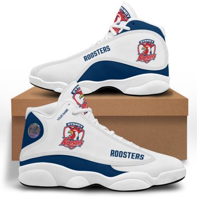 NRL Sydney Roosters Custom Name White Air Jordan 13 Shoes
