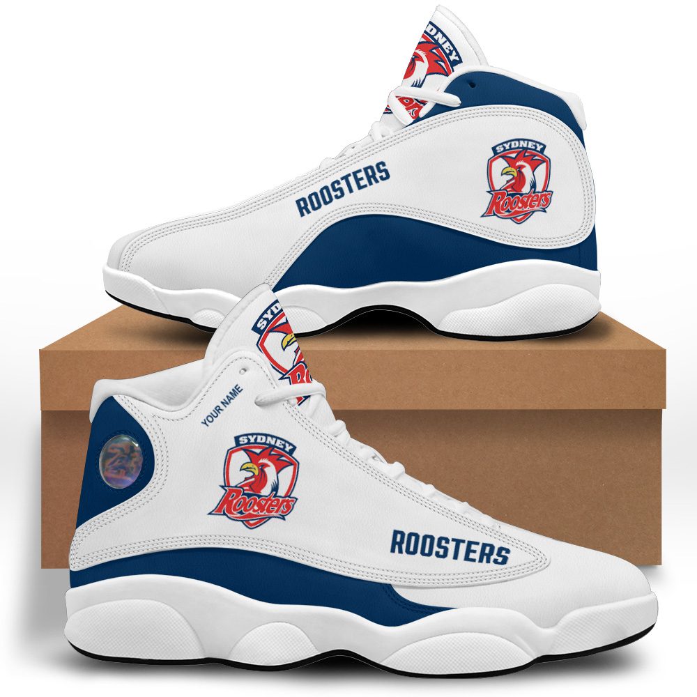 NRL Sydney Roosters Custom Name White Air Jordan 13 Shoes NRL Sydney Roosters Custom Name White Air Jordan 13 Shoes