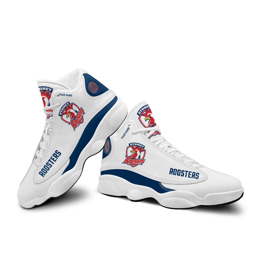 NRL Sydney Roosters Custom Name White Air Jordan 13 Shoes NRL Sydney Roosters Custom Name White Air Jordan 13 Shoes