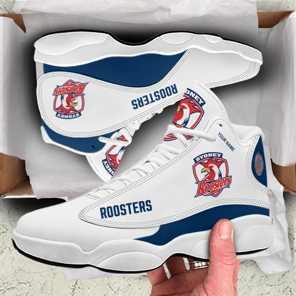 NRL Sydney Roosters Custom Name White Air Jordan 13 Shoes NRL Sydney Roosters Custom Name White Air Jordan 13 Shoes
