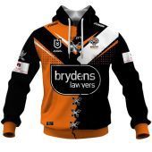 Nrl Wests Tigers Custom Name Number 2023 Mix Jersey V2 Pullover Hoodie Front.jpg - demo10