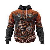 NRL Wests Tigers Custom Name Number Indigenous Mascot Pullover Hoodie