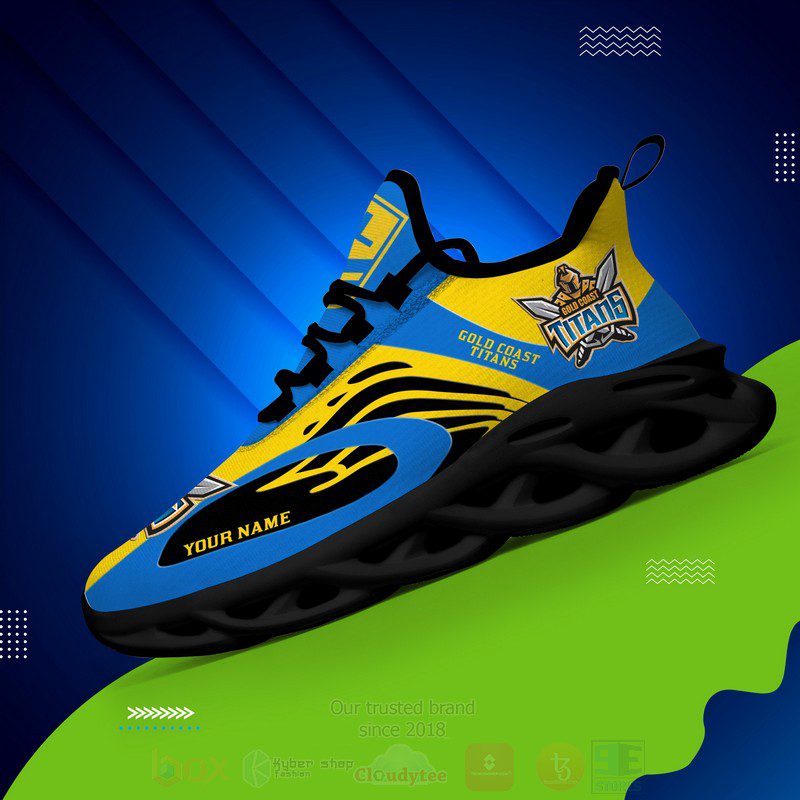 NRL Gold Coast Titans Custom Name Blue Max Soul Shoes