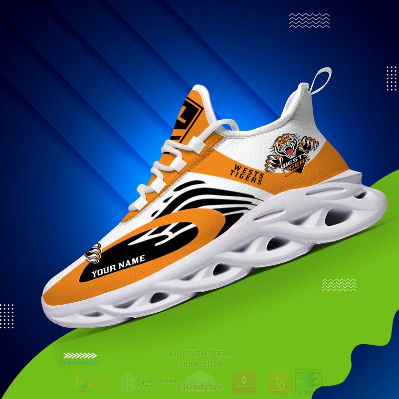 NRL Wests Tigers Custom Name Max Soul Shoes V4