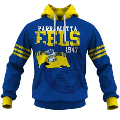 NRL Parramatta Eels Custom Name Number Retro Flag Jersey 1947 Pullover Hoodie