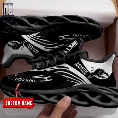 NRL Penrith Panthers Custom Name Black White Max Soul Shoes