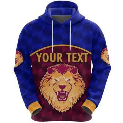 AFL Brisbane Lions Custom Text Powerful Pullover Hoodie