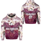 NRL Manly Warringah Sea Eagles Custom Name Number 2021 Indigenous Vibes Pullover Hoodie