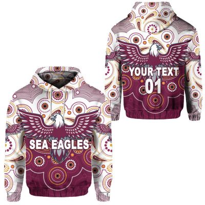NRL Manly Warringah Sea Eagles Custom Name Number 2021 Indigenous Vibes Pullover Hoodie