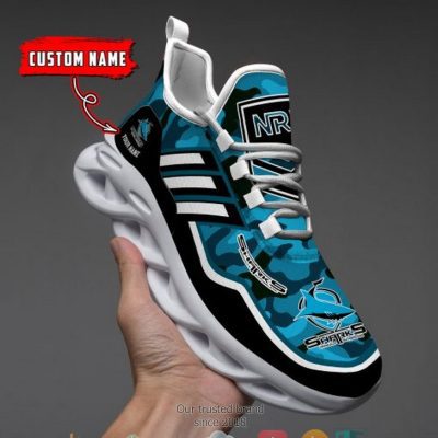 NRL Cronulla-Sutherland Sharks Custom Name Blue Camo Max Soul Shoes