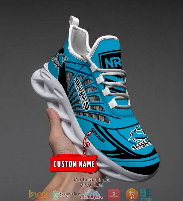 NRL Cronulla-Sutherland Sharks Custom Name Blue Max Soul Shoes V1 NRL Cronulla-Sutherland Sharks Custom Name Blue Max Soul Shoes V1