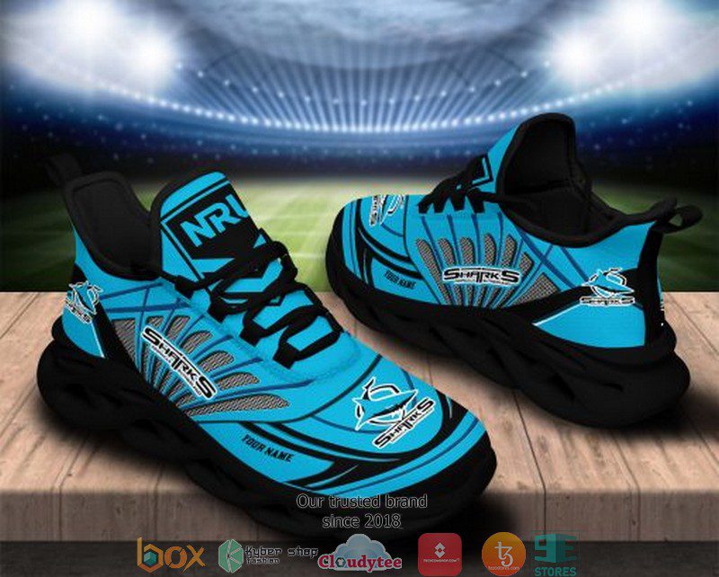 NRL Cronulla-Sutherland Sharks Custom Name Blue Max Soul Shoes V1 NRL Cronulla-Sutherland Sharks Custom Name Blue Max Soul Shoes V1