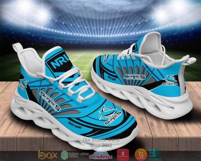 NRL Cronulla-Sutherland Sharks Custom Name Blue Max Soul Shoes V1 NRL Cronulla-Sutherland Sharks Custom Name Blue Max Soul Shoes V1