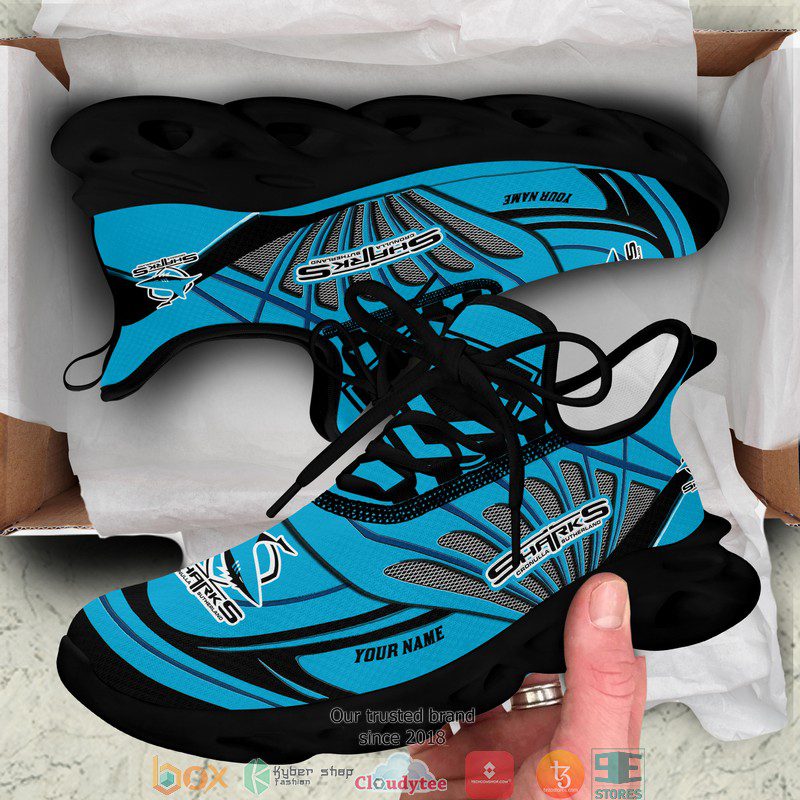 NRL Cronulla-Sutherland Sharks Custom Name Blue Max Soul Shoes V1 NRL Cronulla-Sutherland Sharks Custom Name Blue Max Soul Shoes V1