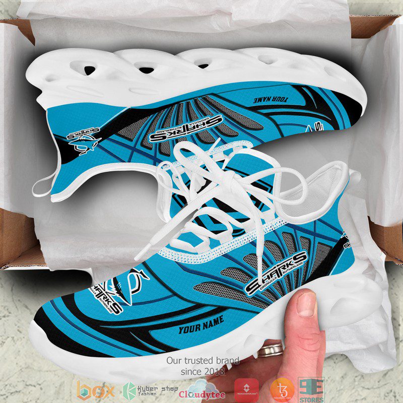 NRL Cronulla-Sutherland Sharks Custom Name Blue Max Soul Shoes V1 NRL Cronulla-Sutherland Sharks Custom Name Blue Max Soul Shoes V1