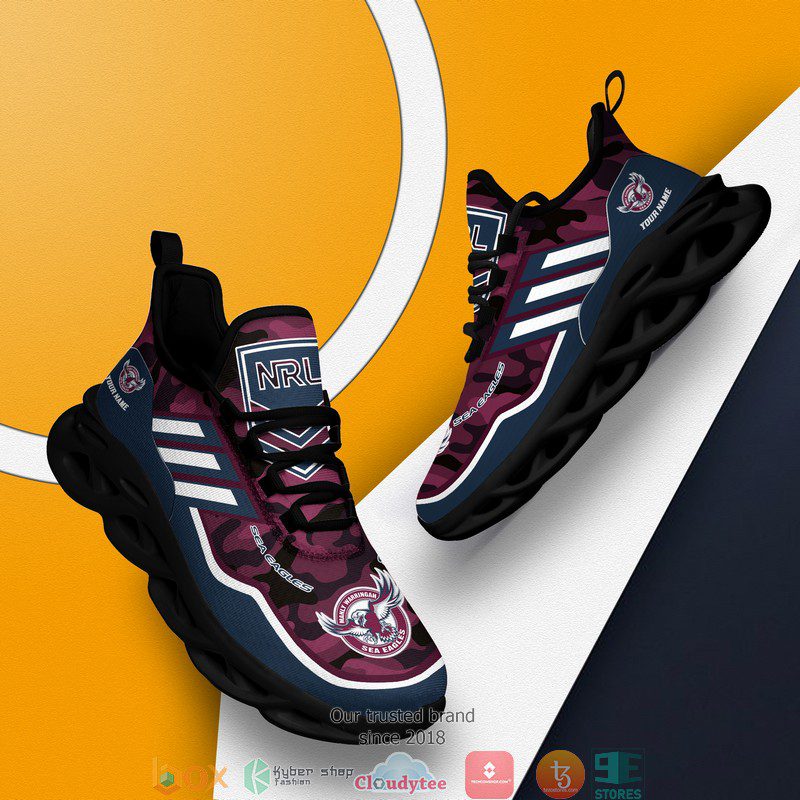 NRL Manly Warringah Sea Eagles Custom Name Camo Max Soul Shoes