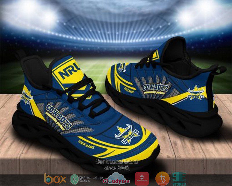 NRL North Queensland Cowboys Custom Name Blue Max Soul Shoes