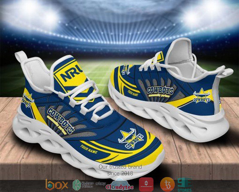 NRL North Queensland Cowboys Custom Name Blue Max Soul Shoes