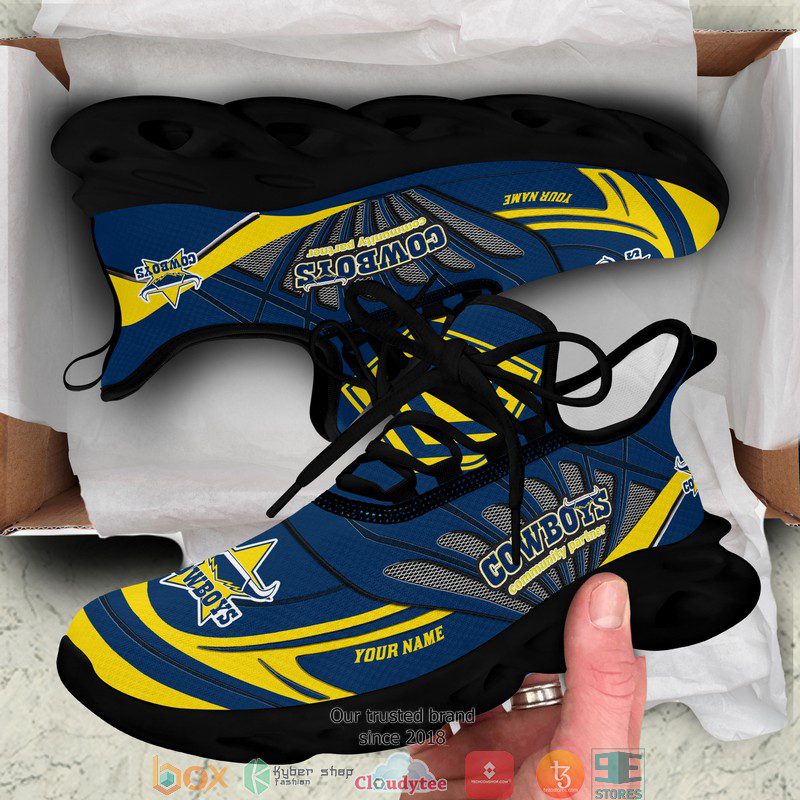 NRL North Queensland Cowboys Custom Name Blue Max Soul Shoes