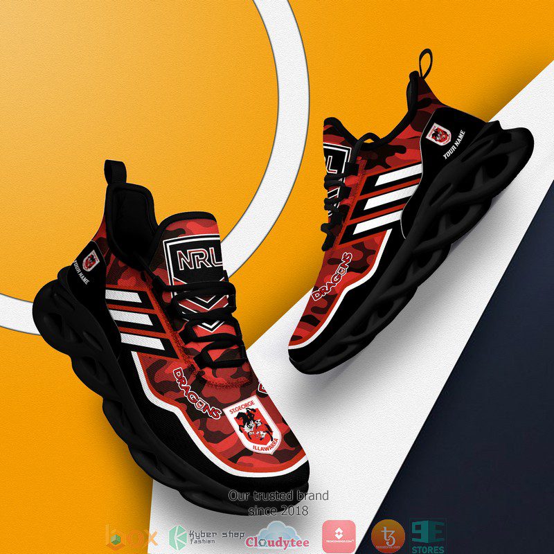 NRL St. George Illawarra Dragons Custom Name Camo Max Soul Shoes