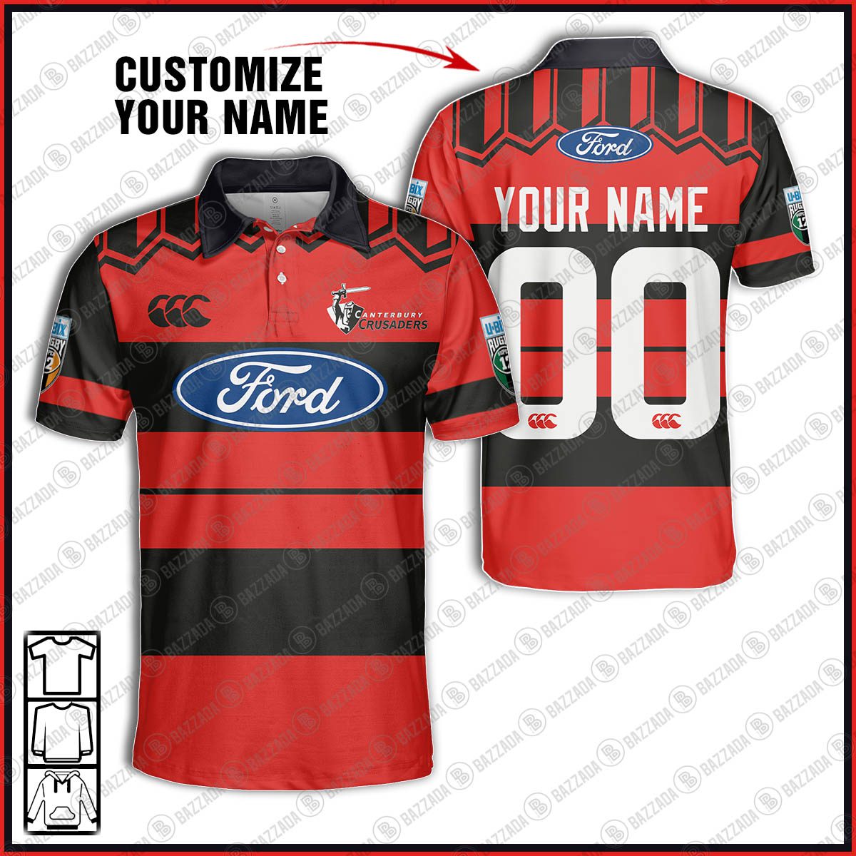 Personalise Throwback Canterbury Crusaders Super Rugby Vintage 1998 Polo Jersey Personalise Throwback Canterbury Crusaders Super Rugby Vintage 1998 Polo Jersey