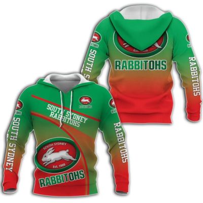 NRL South Sydney Rabbitohs Green Red Gradient Pullover Hoodie