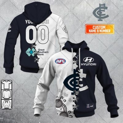 AFL Carlton Blues Custom Name Number 2023 Mix Guernsey V2 Pullover Hoodie