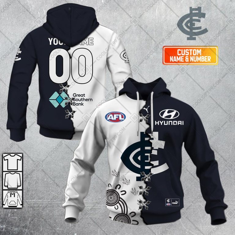 AFL Carlton Blues Custom Name Number 2023 Mix Guernsey V2 Pullover Hoodie AFL Carlton Blues Custom Name Number 2023 Mix Guernsey V2 Pullover Hoodie