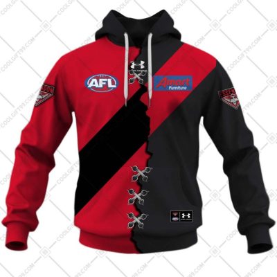 AFL Essendon Bombers Custom Name Number 2023 Mix Guernsey V2 Pullover Hoodie