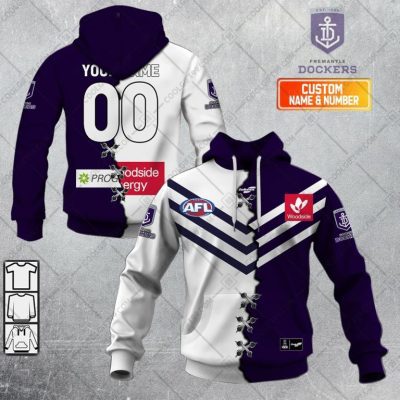 AFL Fremantle Dockers Custom Name Number 2023 Mix Guernsey V2 Pullover Hoodie