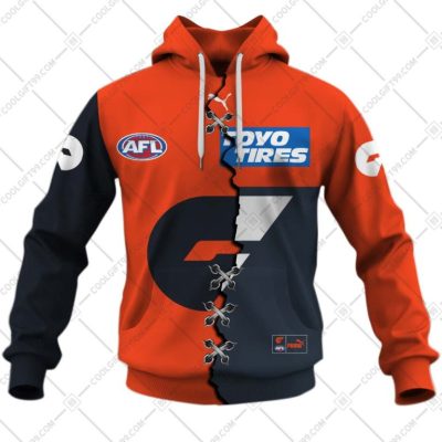 AFL Greater Western Sydney Giants Custom Name Number 2023 Mix Guernsey V2 Pullover Hoodie