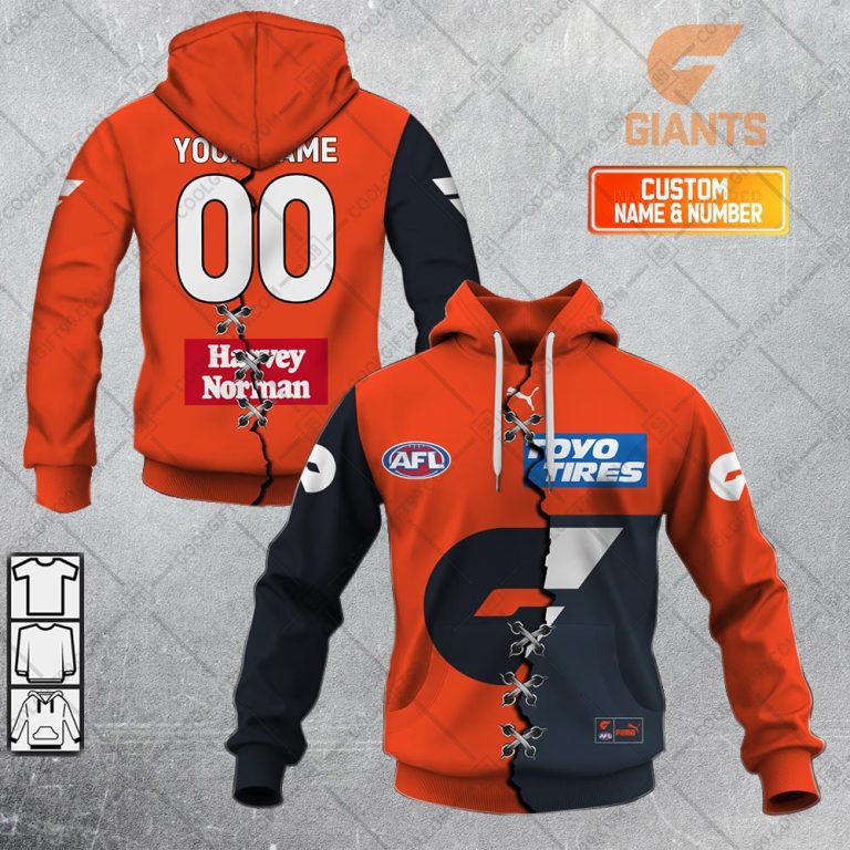 AFL Greater Western Sydney Giants Custom Name Number 2023 Mix Guernsey V2 Pullover Hoodie AFL Greater Western Sydney Giants Custom Name Number 2023 Mix Guernsey V2 Pullover Hoodie