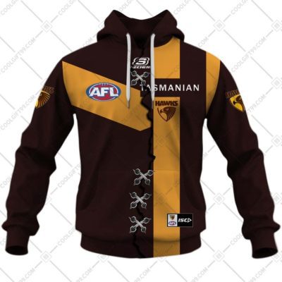 AFL Hawthorn Hawks Custom Name Number 2023 Mix Guernsey V2 Pullover Hoodie
